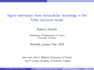 Signal estimation from intracellular recordings in the Feller neuronal model Roberta Sirovich