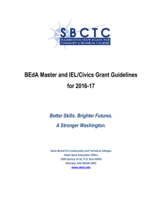 BEdA Master and IEL/Civics Grant Guidelines for 2016-17 Better Skills. Brighter Futures.