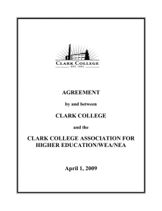 AGREEMENT CLARK COLLEGE CLARK COLLEGE ASSOCIATION FOR