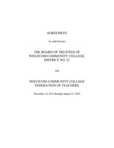 AGREEMENT THE BOARD OF TRUSTEES OF WHATCOM COMMUNITY COLLEGE, DISTRICT NO. 21