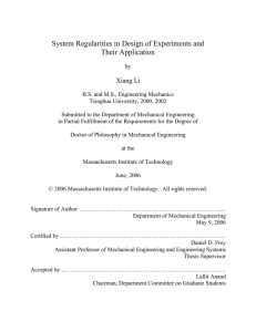 System Regularities in Design of Experiments and Their Application Xiang Li