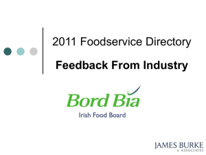 2011 Foodservice Directory Feedback From Industry