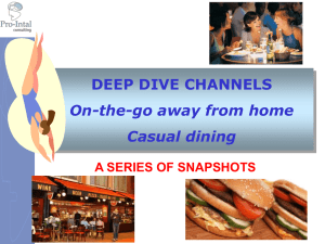 DEEP DIVE CHANNELS On-the-go away from home Casual dining A SERIES OF SNAPSHOTS