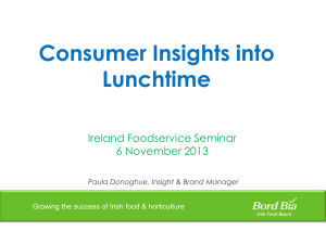 Consumer Insights into Lunchtime Ireland Foodservice Seminar 6 November 2013