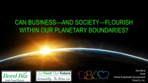 CAN BUSINESS—AND SOCIETY—FLOURISH WITHIN OUR PLANETARY BOUNDARIES? Dan Bena Head