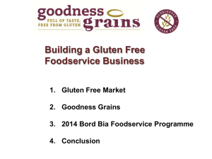 Building a Gluten Free Foodservice Business 1. Gluten Free Market 2. Goodness Grains