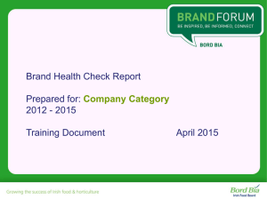 Brand Health Check Report  Prepared for: 2012 - 2015