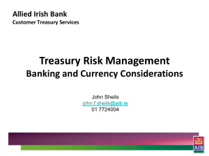 Treasury Risk Management Banking and Currency Considerations Allied Irish Bank Customer Treasury Services