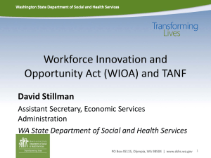 Workforce Innovation and Opportunity Act (WIOA) and TANF David Stillman