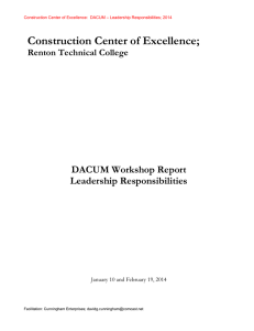 Construction Center of Excellence;  DACUM Workshop Report Leadership Responsibilities