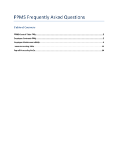 PPMS Frequently Asked Questions Table of Contents