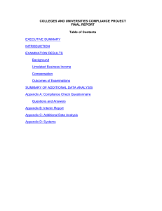 COLLEGES AND UNIVERSITIES COMPLIANCE PROJECT FINAL REPORT  Table of Contents