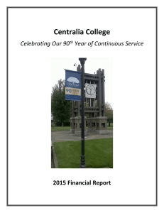 Centralia College Celebrating Our 90 Year of Continuous Service 2015 Financial Report