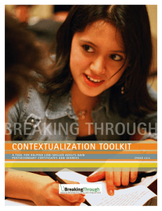 BREAKING THROUGH CONTEXTUALIZATION TOOLKIT A TOOL FOR HELPING LOW-SKILLED ADULTS GAIN