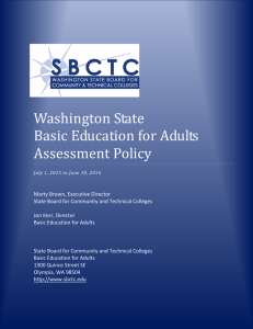Washington State Basic Education for Adults Assessment Policy