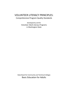 VOLUNTEER LITERACY PRINCIPLES: Basic Education for Adults Comprehensive Program Quality Standards