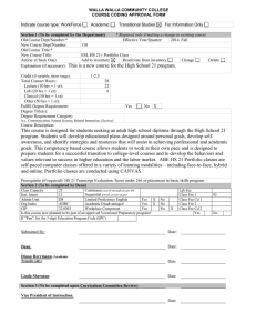 WALLA WALLA COMMUNITY COLLEGE COURSE CODING APPROVAL FORM  Indicate course type: WorkForce