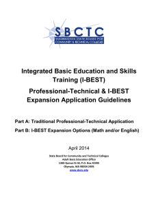 Integrated Basic Education and Skills Training (I-BEST) Professional-Technical &amp; I-BEST Expansion Application Guidelines