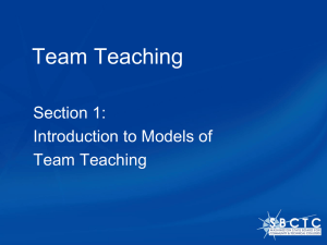 Team Teaching Section 1: Introduction to Models of