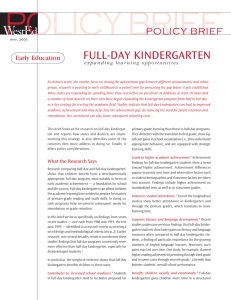 FULL-DAY KINDERGARTEN Early Education