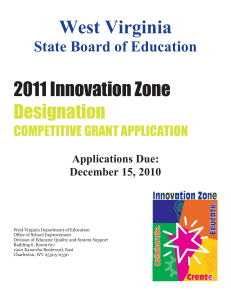 West Virginia  2011 Innovation Zone Designation