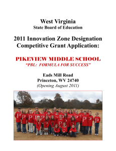 West Virginia 2011 Innovation Zone Designation Competitive Grant Application: