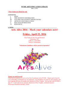 WVDE ARTS EDUCATION UPDATE *New items are listed in red.