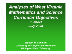 Analyses of West Virginia Mathematics and Science Curricular Objectives in effect