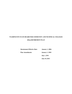 WASHINGTON STATE BOARD FOR COMMUNITY AND TECHNICAL COLLEGES 401(a) RETIREMENT PLAN