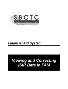 Viewing and Correcting ISIR Data in FAM Financial Aid System