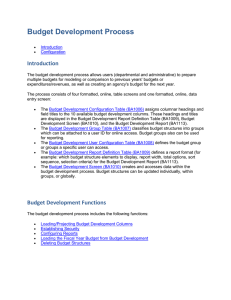 Budget Development Process  Introduction