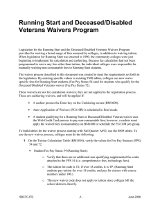 Running Start and Deceased/Disabled Veterans Waivers Program