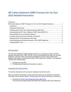 IRS Tuition Statement 1098T Processes for Tax Year 2015 Detailed Instructions Contents