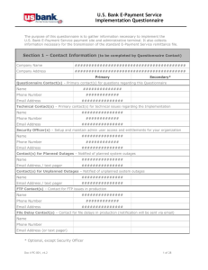 U.S. Bank E-Payment Service Implementation Questionnaire