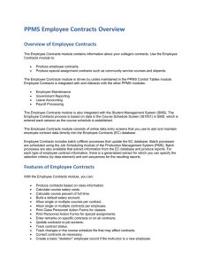 PPMS Employee Contracts Overview Overview of Employee Contracts