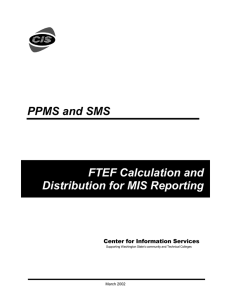 PPMS and SMS FTEF Calculation and Distribution for MIS Reporting