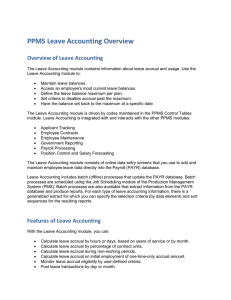 PPMS Leave Accounting Overview Overview of Leave Accounting