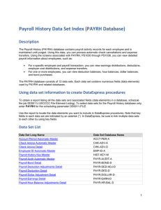 Payroll History Data Set Index (PAYRH Database) Description