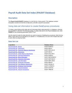 Payroll Audit Data Set Index (PAUDIT Database) Description