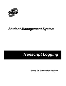 Transcript Logging Student Management System  Center for Information Services
