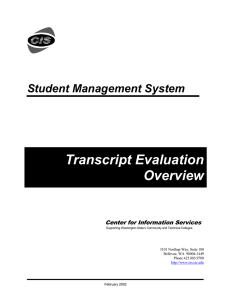 Transcript Evaluation Overview Student Management System