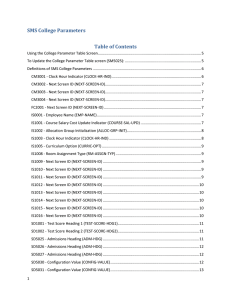 SMS College Parameters Table of Contents