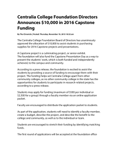 Centralia College Foundation Directors Announces $10,000 in 2016 Capstone Funding
