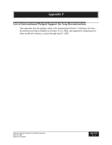 Appendix F List of International Pledged Support for Iraq Reconstruction