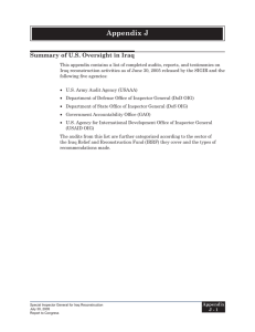 Appendix J Summary of U.S. Oversight in Iraq