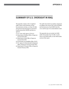 SummAry of u.S. overSiGht in irAq Appendix G