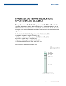 irAq reLief And reconstruction fund Apportionments By AGency Appendix f