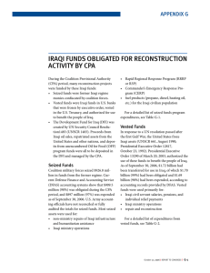irAqi funds oBLiGAted for reconstruction Activity By cpA Appendix G