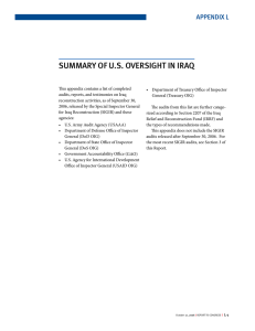 summAry of u.s. oversiGHt in irAq Appendix L