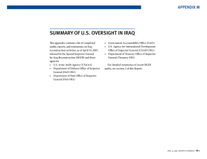 SummAry of u.S. overSiGHt in irAq Appendix m